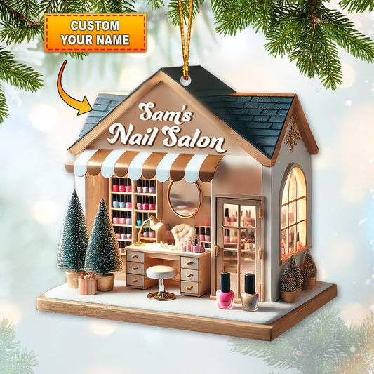 Custom Name Nail Salon Ornament, Nail Salon Christmas Decoration