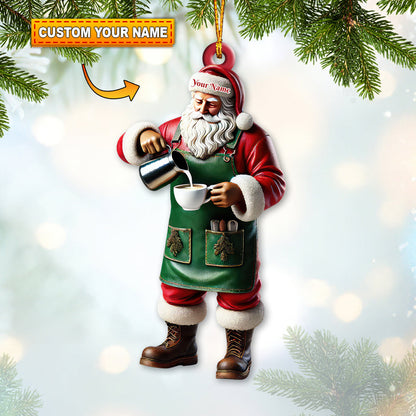 Custom Name Santa Bartender Ornament, Home Decor Christmas Gift