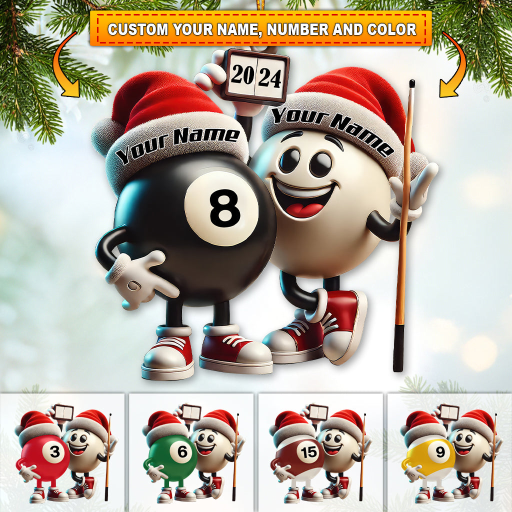 Custom Name Billiard Couple Ornament, Billiard Lover Christmas Gift