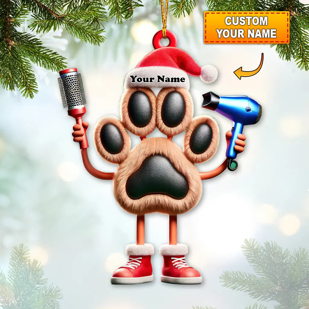Custom Name Groomer Ornament, Pet Shop Christmas Decor