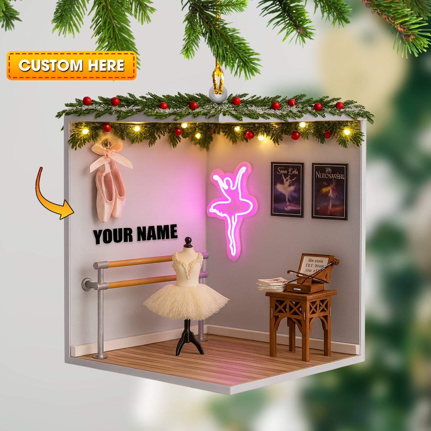 Christmas Ballet Room, Home Decor, Christmas Ornament, Personalized Ornament