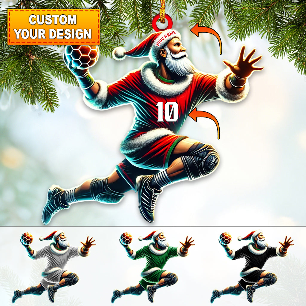 Custom Number Handball Santa Ornament, Christmas Gift for Handball Lover