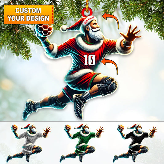 Custom Number Handball Santa Ornament, Christmas Gift for Handball Lover