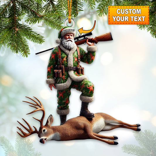 Custom Name Deer Hunting Ornament, Deer Hunter Christmas Gift