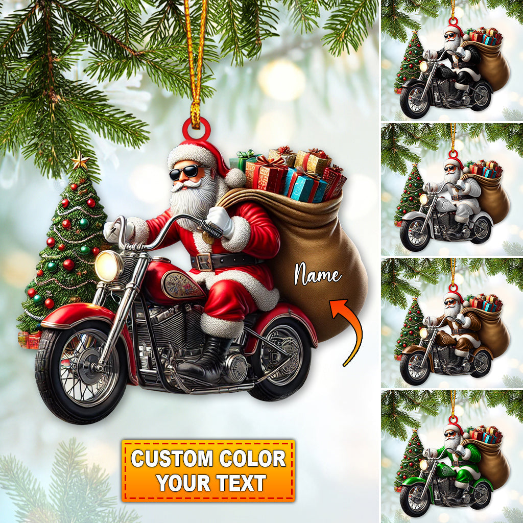 Custom Name Santa Bike Ornament, Santa Bike Christmas Gift