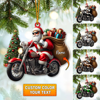 Custom Name Santa Bike Ornament, Santa Bike Christmas Gift