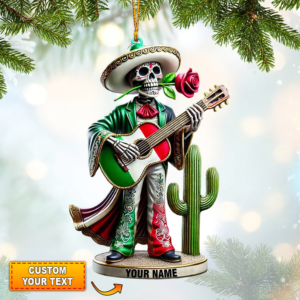 Skull Musican Home Decor Christmas Ornament, Personalized Ornament