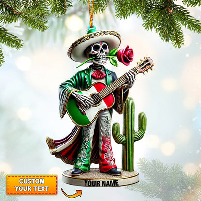 Skull Musican Home Decor Christmas Ornament, Personalized Ornament