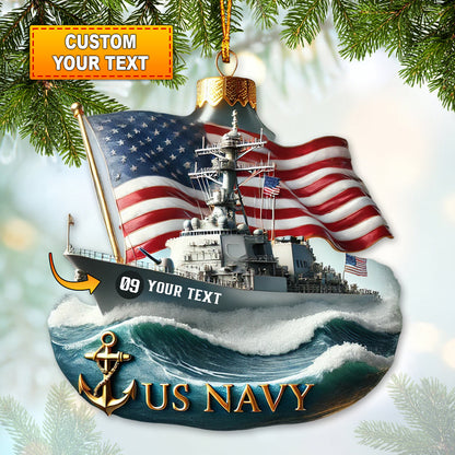 Custom Name and Number US Navy Ornament, US Navy Christmas Gift