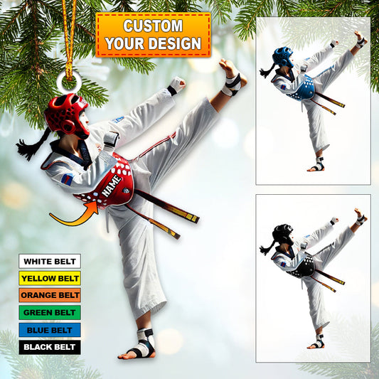 Custom Name Taekwondo Ornament, Taekwondo Christmas Gift