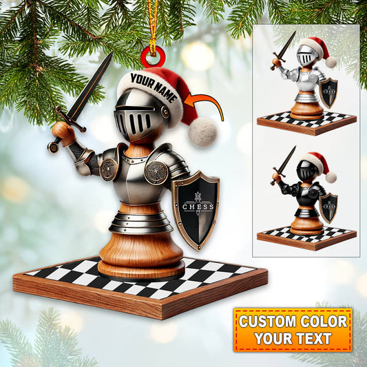 Custom Name Chess Ornament, Chess Lover Christmas Gift