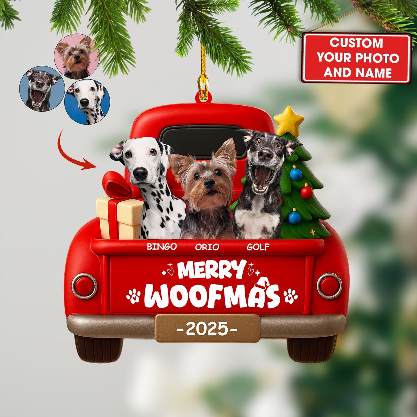 Christmas Pets On Car, Home Decor, Christmas Ornament, Personalized Ornament