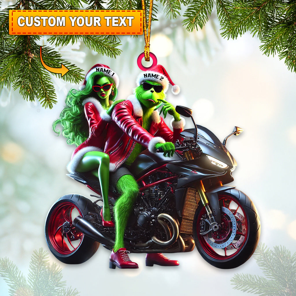 Custom Name Motorbike Christmas Couple Ornament, Lover Christmas Gift