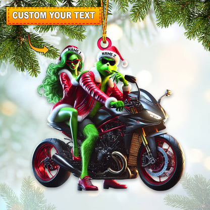 Custom Name Motorbike Christmas Couple Ornament, Lover Christmas Gift