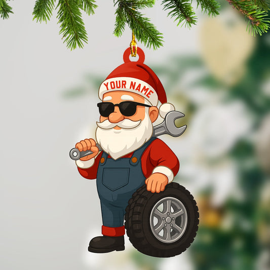 Santa Mechanic Christmas, Home Decor, Christmas Ornament, Personalized Ornament