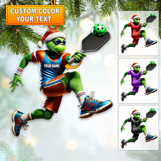 Custom Name Pickleball Grinch Ornament, Pickleball Lover Christmas Gift