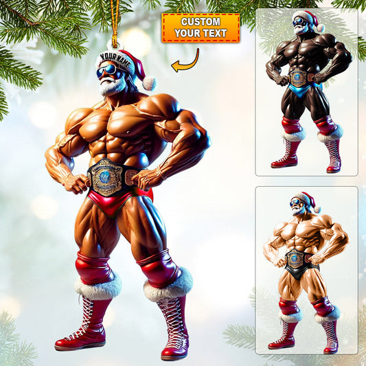 Strong Santa Home Decor Christmas Ornament, Personalized Ornament