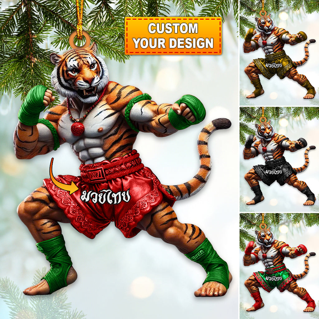 Custom Name Muay Thai Ornament, Muay Thai Santa Christmas Gift
