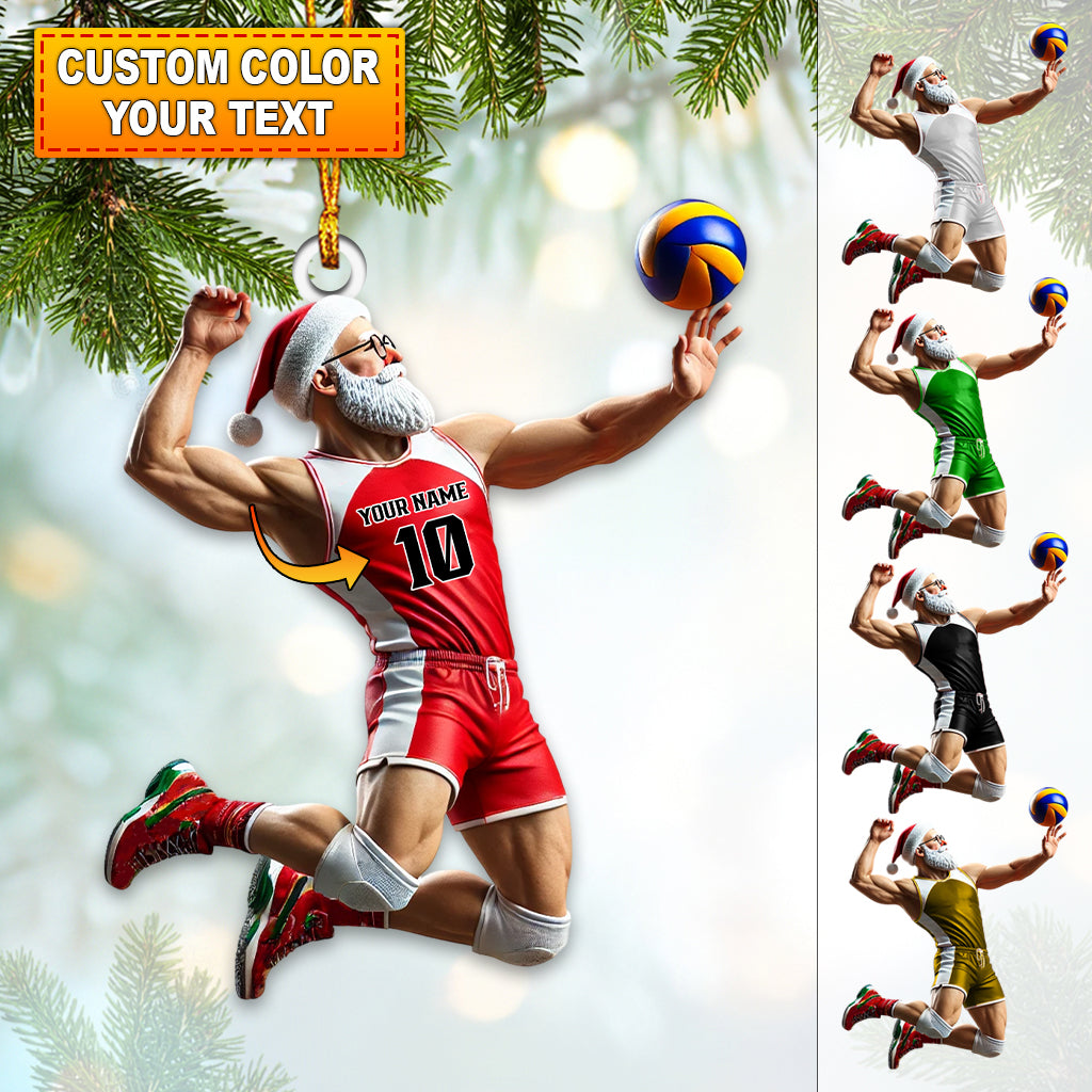 Custom Name Volleyball Santa Ornament, Volleyball Lover Christmas Gift
