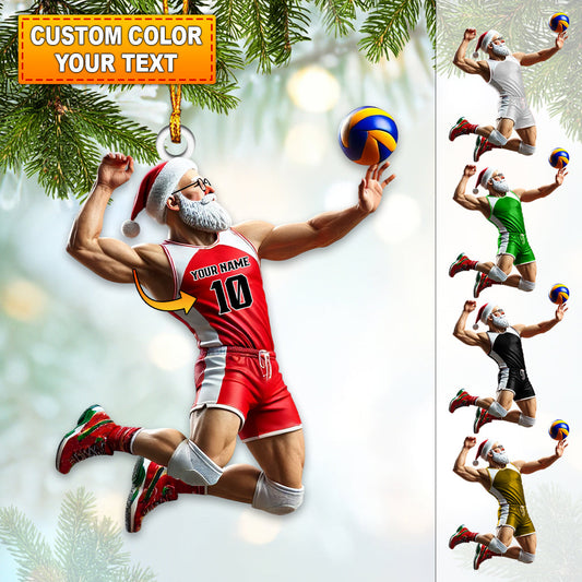 Custom Name Volleyball Santa Ornament, Volleyball Lover Christmas Gift