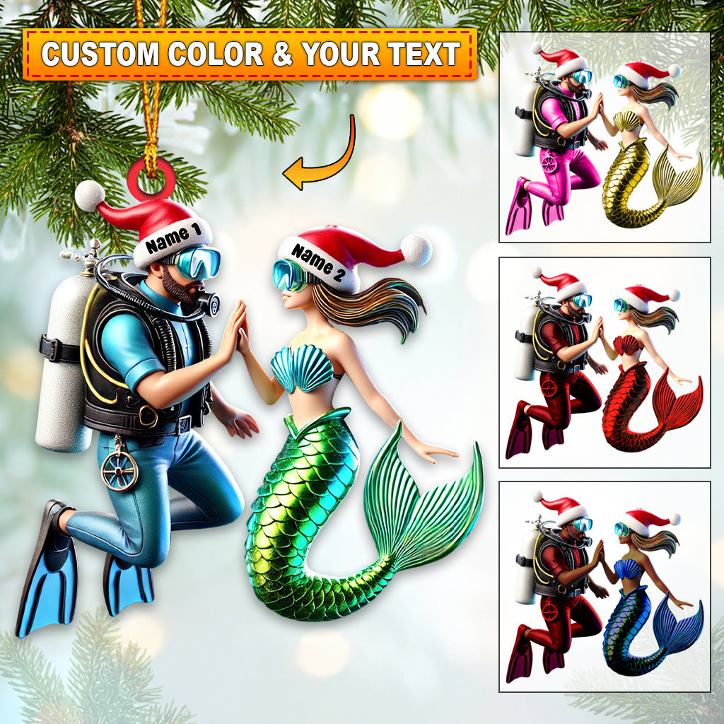 Custom Name Diving Couple Ornament, Couple Christmas Gift