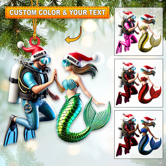 Custom Name Diving Couple Ornament, Couple Christmas Gift