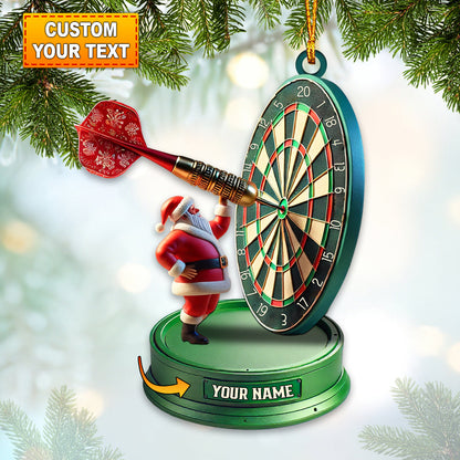 Custom Name Dart Santa Ornament, Christmas Gift