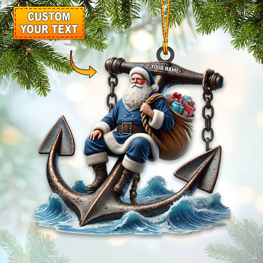 Santa Anchor Home Decor Christmas Ornament, Personalized Ornament