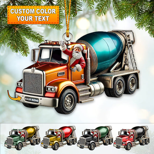 Custom Name Truck Santa Ornament, Trucker Christmas Gift