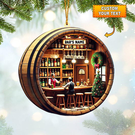 Bar Home Decor Christmas Ornament, Personalized Ornament