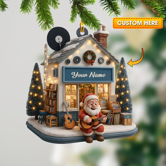 Christmas Santa Bookstore Home Decor, Christmas Ornament, Personalized Ornament