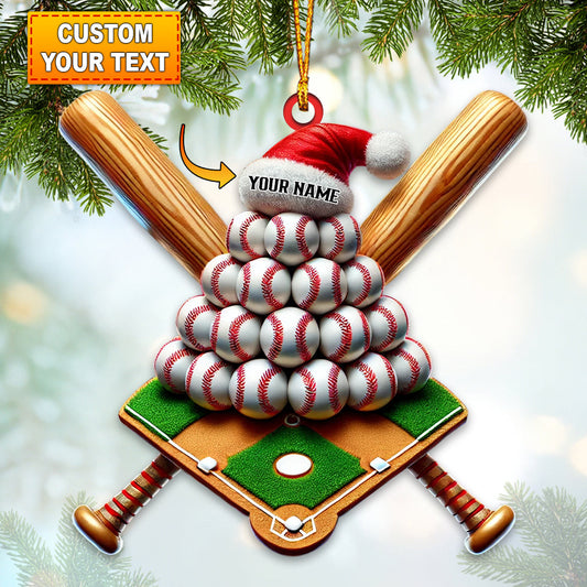 Custom Name Baseball Ornament, Baseball Lover Christmas Gift