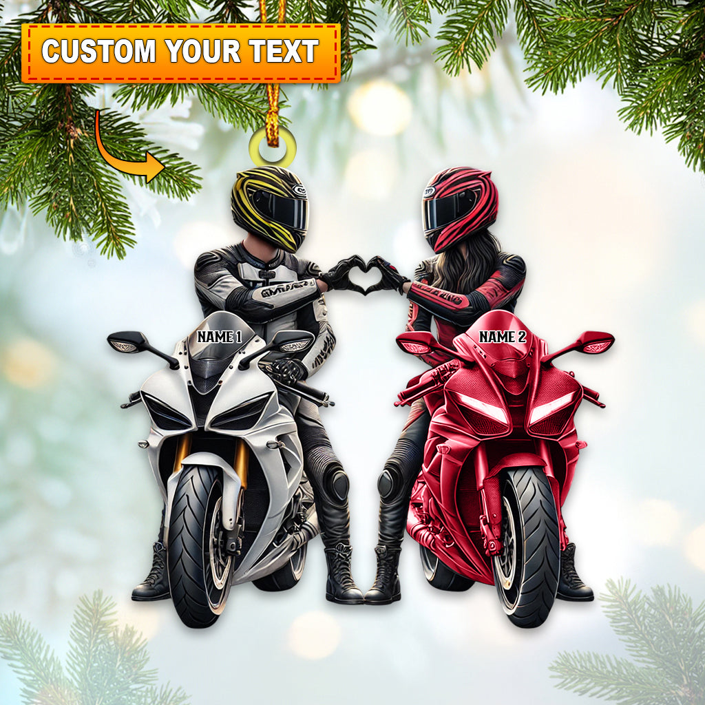 Custom Name Motorbike Couple Ornament, Lover Christmas Gift