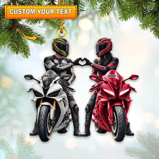 Custom Name Motorbike Couple Ornament, Lover Christmas Gift