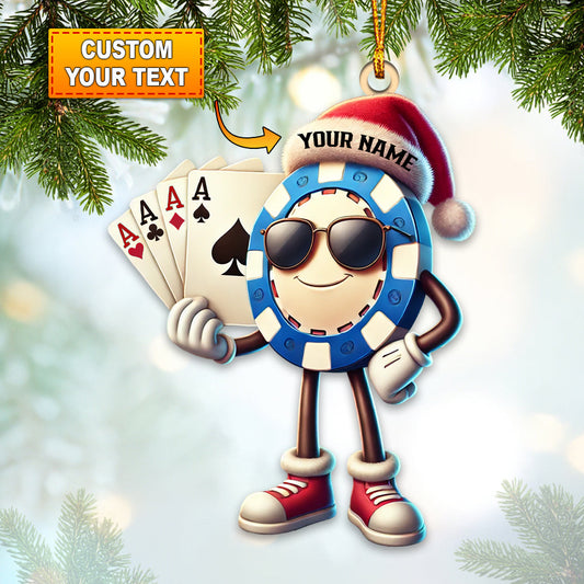 Custom Name Poker Ornament, Poker Christmas Decoration