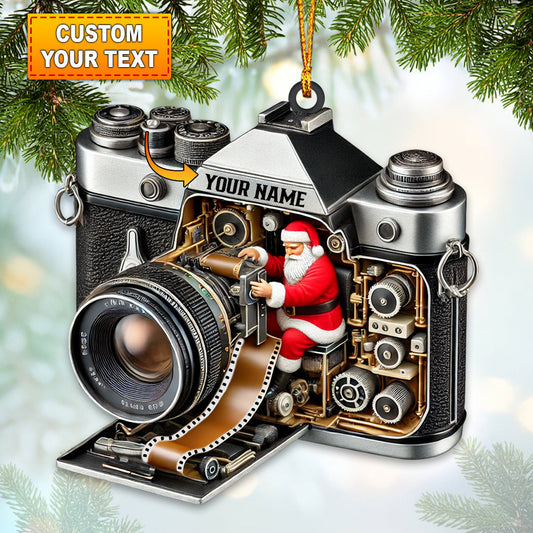 Santa Photographer Home Decor Christmas Ornament, Personalized Ornament