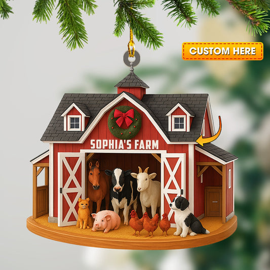 Christmas Farm, Home Decor, Christmas Ornament, Personalized Ornament