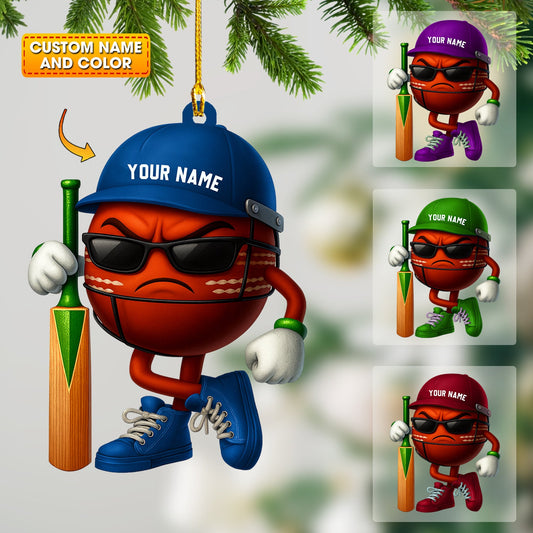 Christmas Cricket Ball, Home Decor, Christmas Ornament, Personalized Ornament