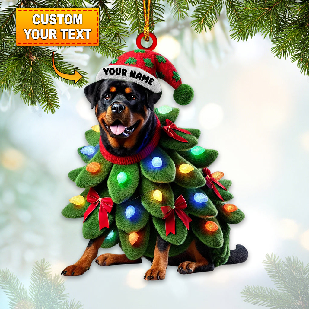 Custom Name Rottweiller Ornament, Dog Christmas Gift Decoration