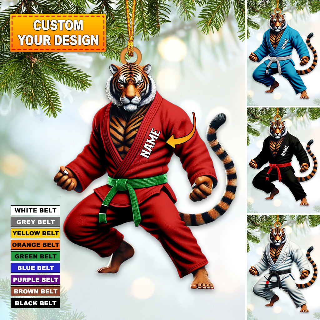 Custom Name Jiu Jutsu Tiger Ornament, Jiu Jutsu Christmas Gift