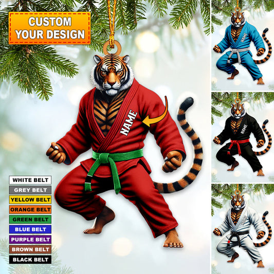 Custom Name Jiu Jutsu Tiger Ornament, Jiu Jutsu Christmas Gift