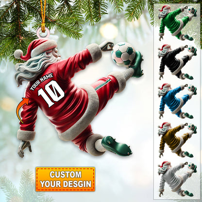 Custom Number Soccer Santa Ornament, Soccer Christmas Gift