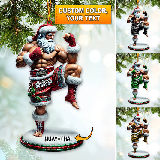 Custom Name Muay Thai Ornament, Muay Thai Santa Christmas Gift