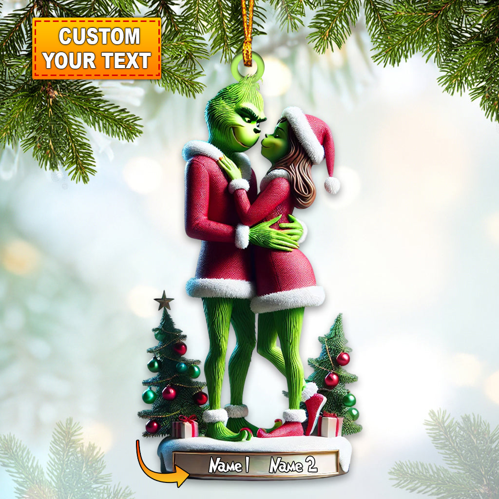 Custom Name Grinch Couple Ornament, Grinch Lover Christmas Gift