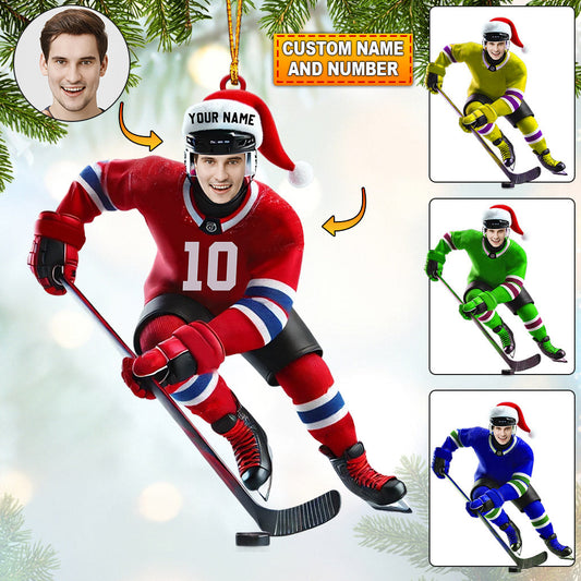 Hockey Christmas Home Decor Christmas Ornament, Personalized Ornament