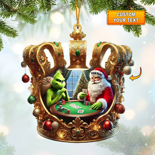 Poker King Santa Home Decor Christmas Ornament, Personalized Ornament