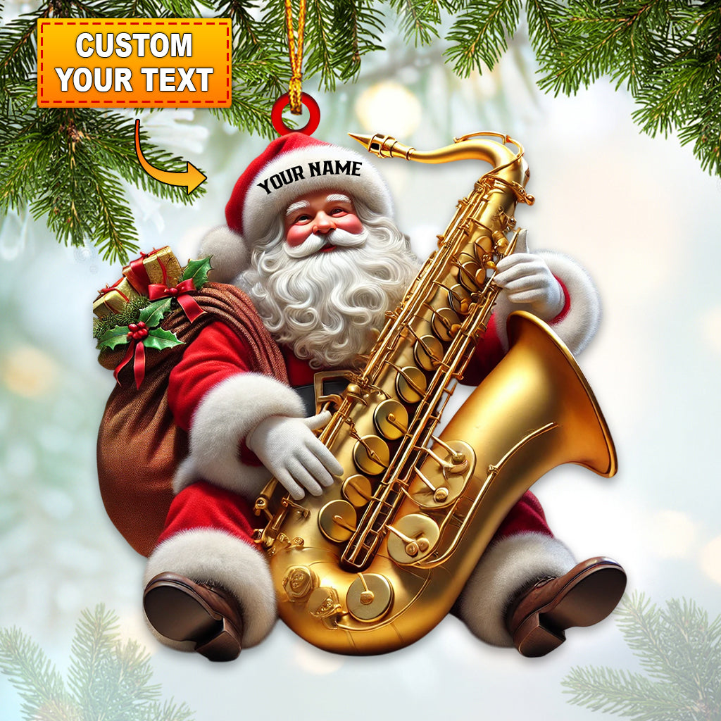 Saxophone Santa Home Decor Christmas Ornament, Personalized Ornament
