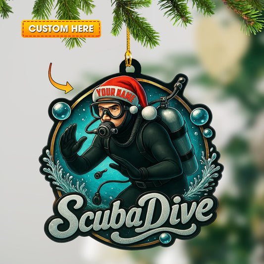 Christmas Scuba Dive, Home Decor, Christmas Ornament, Personalized Ornament