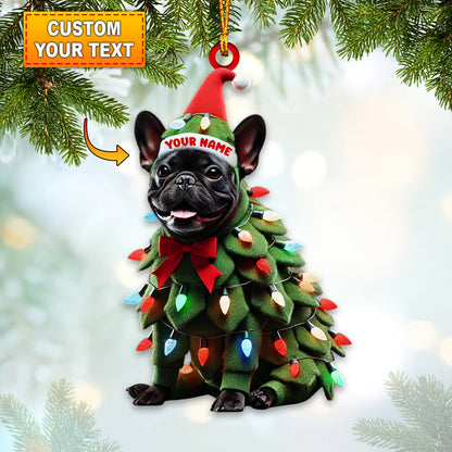 Custom Name French Bulldog Ornament, Dog Christmas Gift Decoration