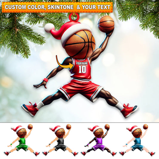 Custom Name Basketball Ornament, Basketball Lover Christmas Gift